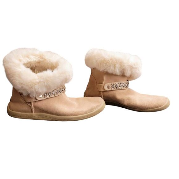 Canyon River Blues Neutral Tan Seude Rhinestone Studs Soft Comfy Winter Booties - Picture 5 of 15